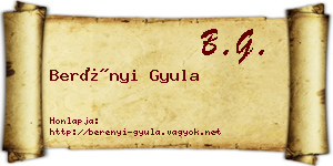 Berényi Gyula névjegykártya